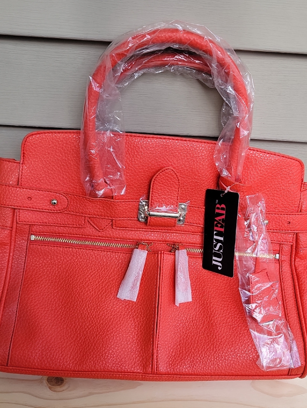 NWT JustFab Bright Coral Structured Satchel